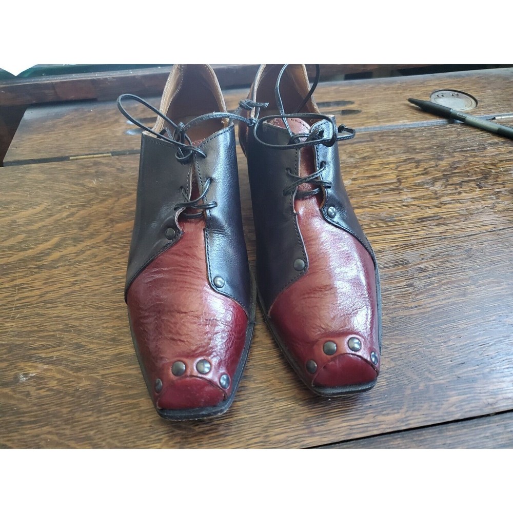 Cydwoq Hand Made Vintage USA Black & Red Lace-up Derby Shoes Size 36 - Picture 12 of 15